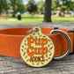 Cute Dog Charm & Pet ID Tag - Pup Cup Addict: Collar Charm (blank backside) / Large 1.25"