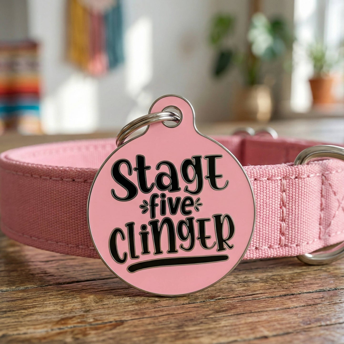 Funny Dog Tag & Pet ID Collar Charm - Stage 5 Clinger *Pink: Large / Charm (backside blank)