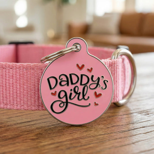 Cute Dog Collar Charm & Pet ID Accessory - Daddy's Girl: Collar Charm (blank backside) / Small 1"