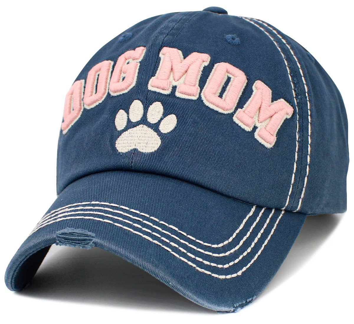 Dog Mom Paw Vintage Ballcap: NAT-BLK