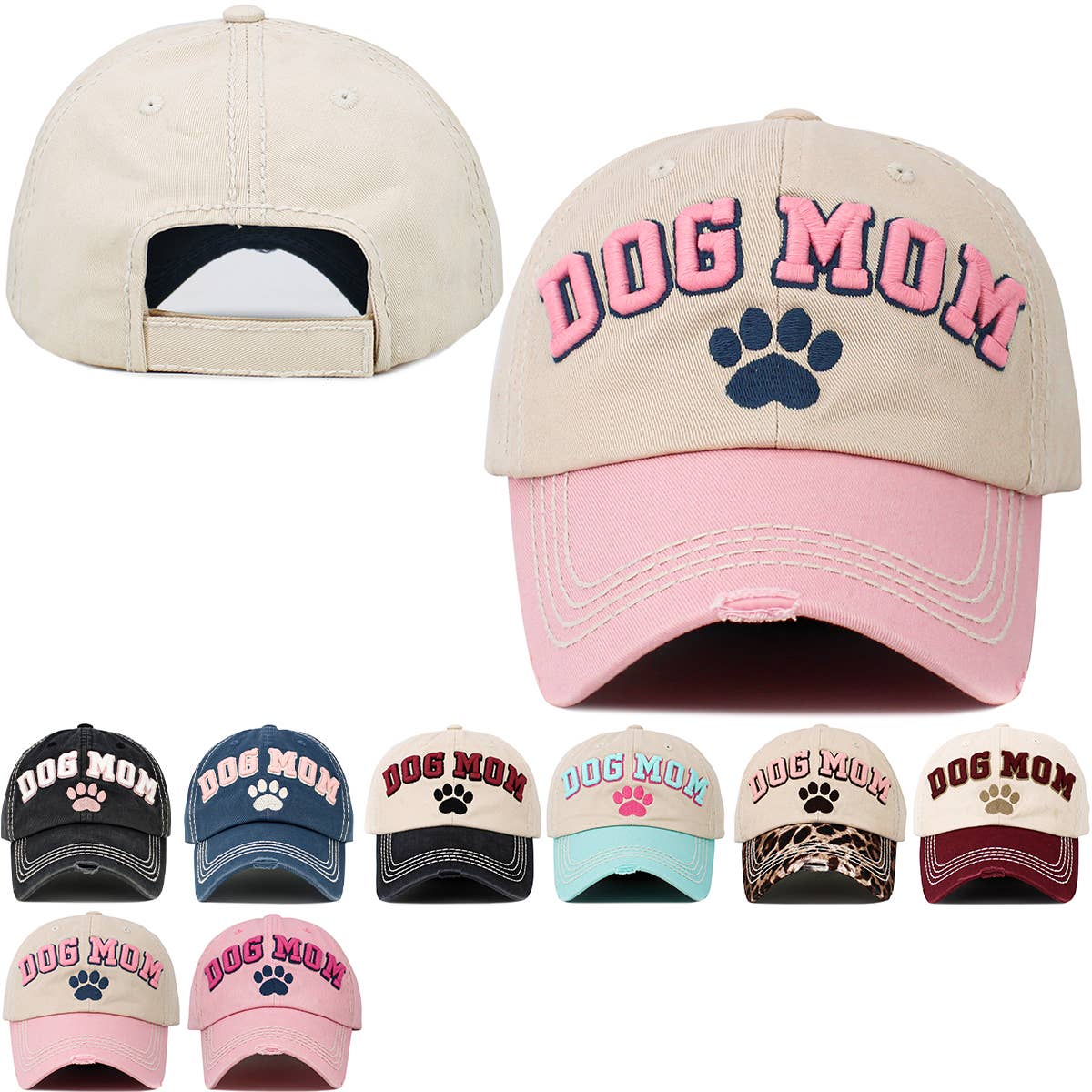 Dog Mom Paw Vintage Ballcap: NAT-LEO