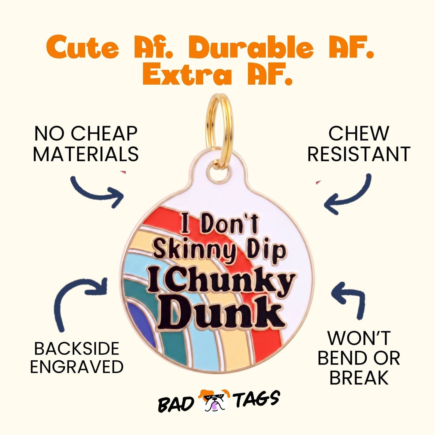 Funny Dog Tag Charm & Pet ID Tag - I Chunky Dunk: Small / Charm