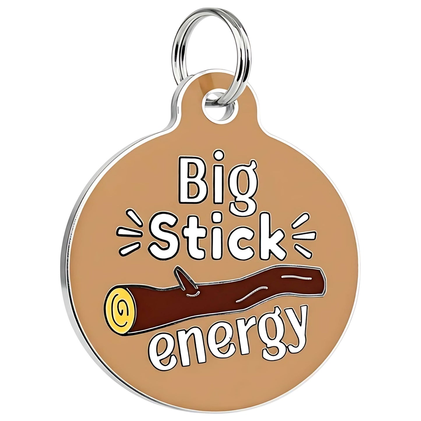 Funny Dog Charm & Pet ID Tag - Big Sticker Energy : Small / Collar Charm (blank backside)