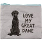 Love My Great Dane Zipper Wallet